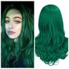 Long Synthetic Wigs Green Wavy Middle Part Wig for Women Daily/Party/Cosplay Heat Resistant Natural Glueless False Hair