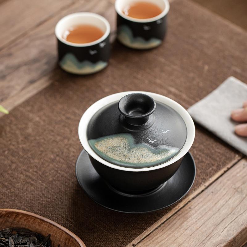 170 мл Керамическая чаша с крышкой Расписанная вручную чаша для подношения чая Чаша для чая в японском стиле