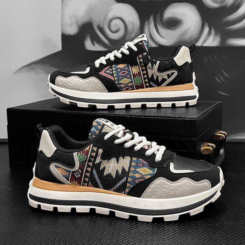 Мужская обувь Весенняя повседневная обувь Вышитые мужские кроссовки Модная универсальная обувь с принтом Обувь для скейтборда
