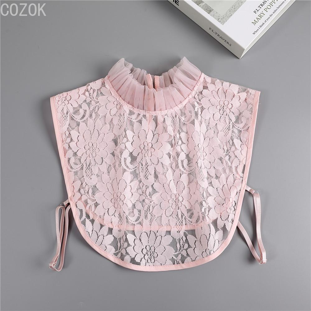 Women's Solid Colour Black White Vertical Small Flip Collar Versatile Shirt Jumper Jumper Fashion Lace False Collar Four Seasons