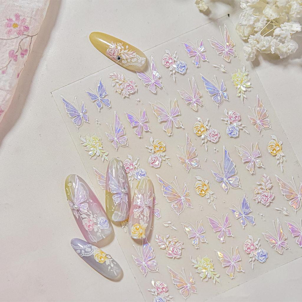 Наклейки для ногтей Tomoni Shell Light: Хиты продаж японского детского нейл-арта с розами и бабочками.