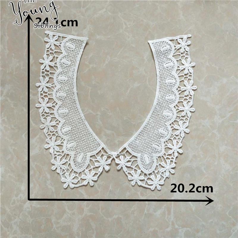 Fashion Style White Lace Fabric Neckline Embroidery Applique Lace Collar DIY Trim Sewing Clothing Accessories Craft Supplies