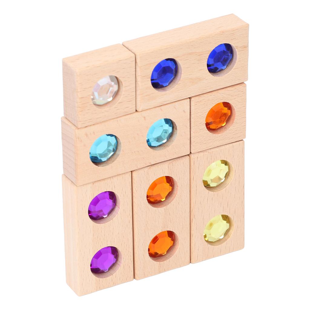 Деревянные акриловые оконные блоки Прозрачные бусины Игрушки для укладки Сверкающие камни Деревянный блок для укладки
