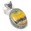 Bumble Bee Jasper Gemstone 925 Sterling Silver Jewelry Pendant 2.21" W6r44