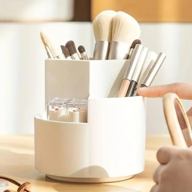 Large Capacity 360° Rotating Pen Holder Desk 3-Grid Pencil Storage Box Organizer Makeup Brush School Pen Stand Office Storage