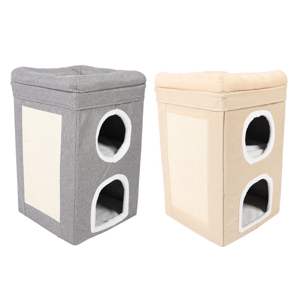 Домашний домик для кошек, зимний теплый домик для кошек, 3-уровневая пещера для домашних животных, складная кровать для кошек для дома в помещении