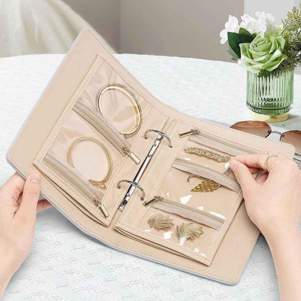 Velvet Necklace Binder Storage Book with Zipper Jewelry Packaging Box Jewelry Organizer for Women