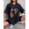 Painted Lady Face Personality Design Print T Shirt Female Street Comfortable T-Shirt