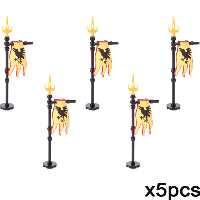 Набор строительных блоков MOC «Средневековый флаг и замок», фигурки, аксессуары, лев, орел, замок Древнего Рима, рыцарский плащ, игрушка-подарок.