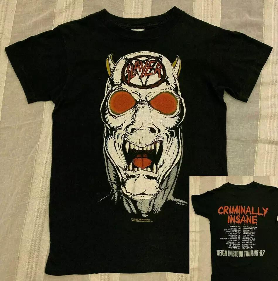 ФУТБОЛКА SLAYER 80-Х КОНЦЕРТ 1986-87 REIGN IN BLOOD TOUR Размеры S-4XL Унисекс Футболка