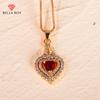 Hot-selling Heart Shape Ruby Gemstones Rose Gold Color 5A Zircon Clavicle Chain Simple Crystal Necklace For Women Wedding Jewelry Wholesale