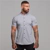 Модная мужская рубашка с короткими рукавами, летняя повседневная рубашка с воротником-стойкой, простой дизайн и стиль ретро