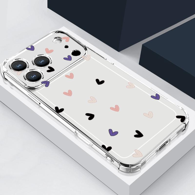 Силиконовый чехол для телефона с принтом в виде сердца, нарисованным, для iPhone 17 Pro Max 16 15 14 Pro Max 13 12 Pro 11, противоударный, мягкий ТПУ, прозрачная крышка