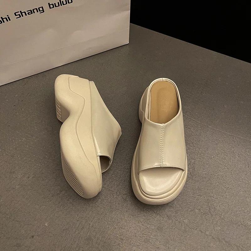 Fashion Women Wedges Platform Slippers Summer New Fashion Peep Toe Shoes Female Casual Thick Bottom Beach Slippers Female Zapatos