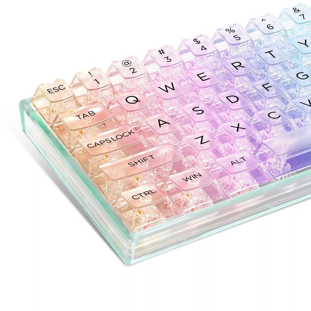 132 Keys Transparent Keycaps Backlit PC Material Keycaps Universal Cherry MX Switch Mechanical Keyboard 61/64/87/104/108 (White)
