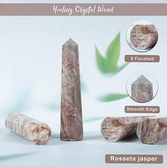 Натуральная яшмовая палочка Rosset для исцеления, медитации, балансировки чакр, рейки, домашнего декора, восьмигранная восьмиугольная хрустальная башня