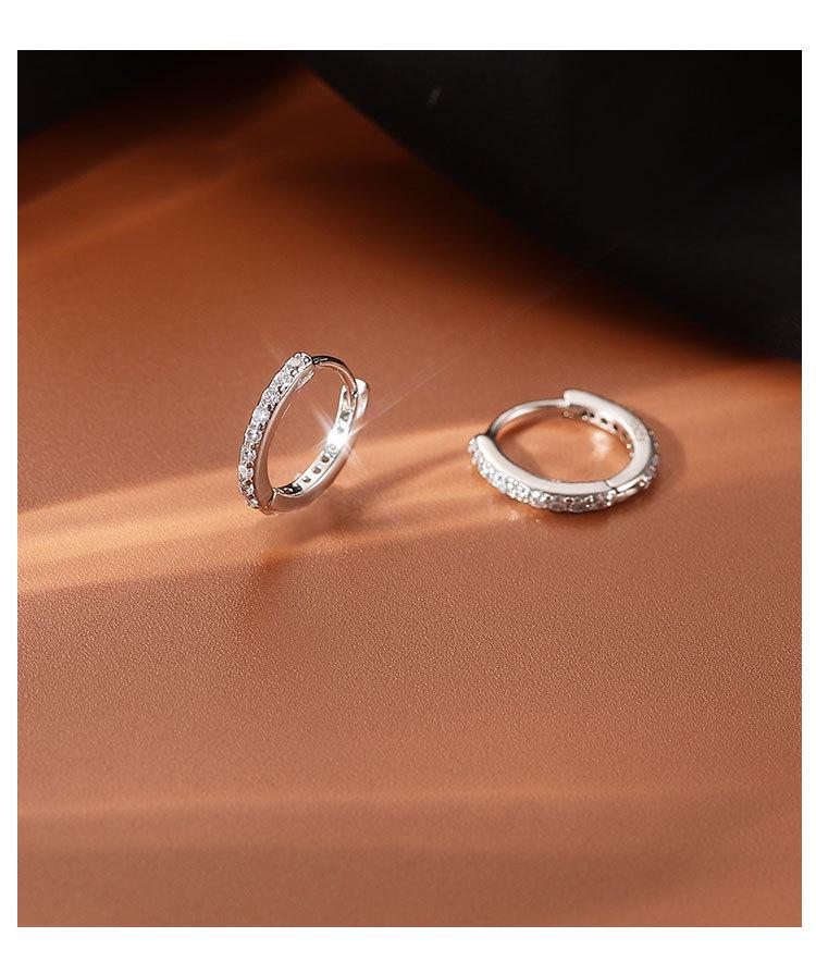 925 Sterling Silver Stud Earrings & Diamond-Set Ear Cuffs: Women's Elegant Hoop Jewelry for Pierced Ears - INS Style