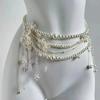 Elegant Multilayer Pearl Waist Chain Butterfly Belly Chain Retro Y2k Waistband  Dress Accessories