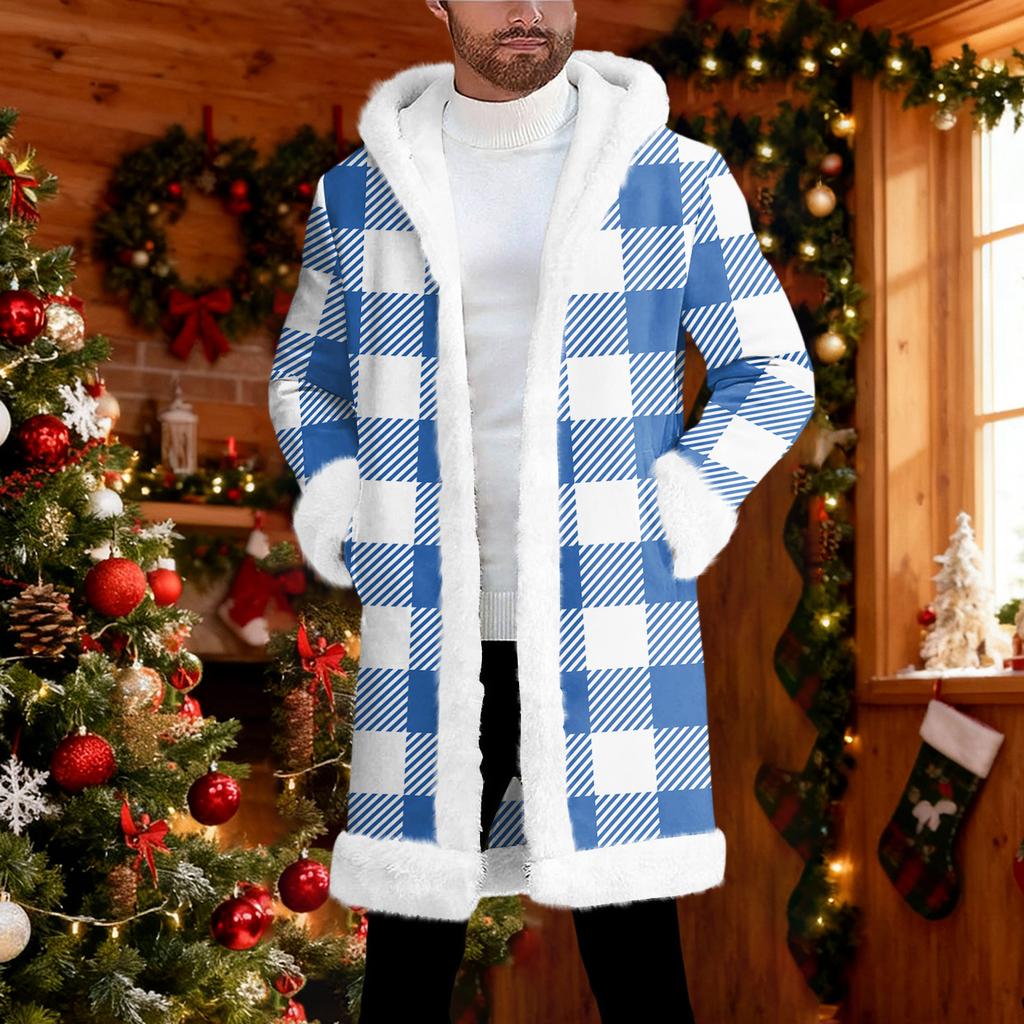 Мужской кардиган с капюшоном, длинное пальто для сохранения тепла