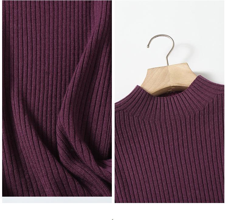 Women's High Neck 100% Wool Sweater - Seamless Knitwear for Autumn & Winter