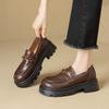 Cowhide Version~ Loafers Women's Autumn New Fashionable Small Man Platform Commuting British Style Small Leather Shoes Comfortable Single Shoes