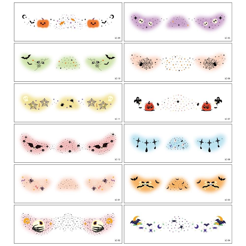 12 шт. Водонепроницаемые татуировки на лицо на Хэллоуин, Портативные наклейки на лицо летучая мышь на Хэллоуин, Усиление атмосферы