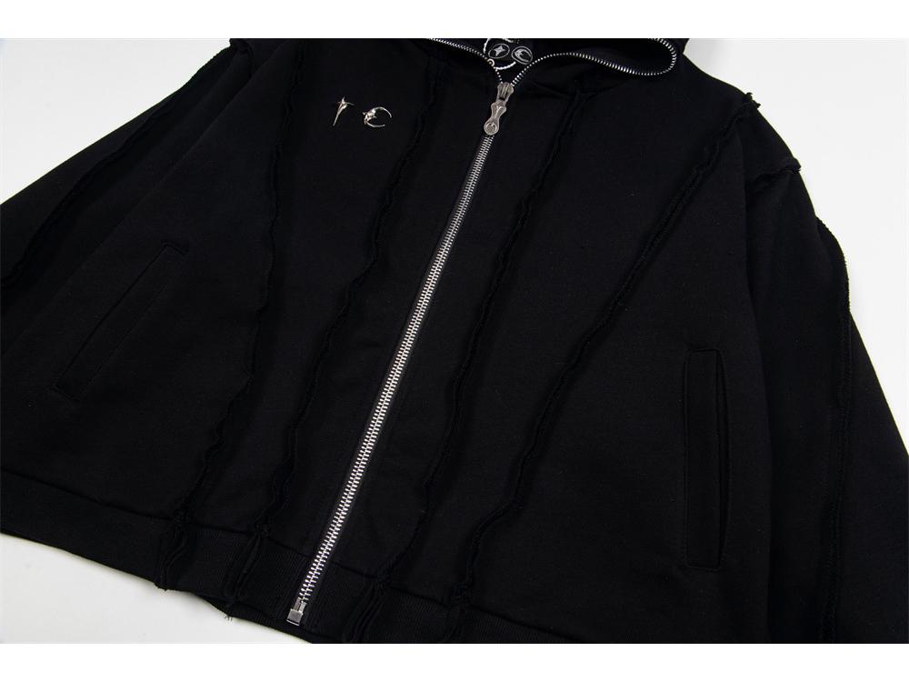 Тяжелый стираный кардиган с капюшоном Thug Club с пэчворк-дизайном батик - Модный унисекс топ