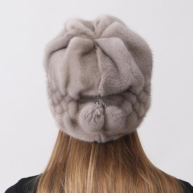 Женские шапки с ананасом из натурального меха норки, зимние теплые шапки с полным мехом, роскошные шапки из натурального меха, уличные снежные шапки