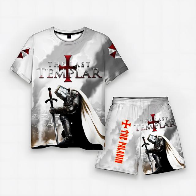 Модный быстросохнущий мужской комплект с короткими рукавами и 3D принтом, свободный топ с короткими рукавами и принтом, удобная универсальная футболка