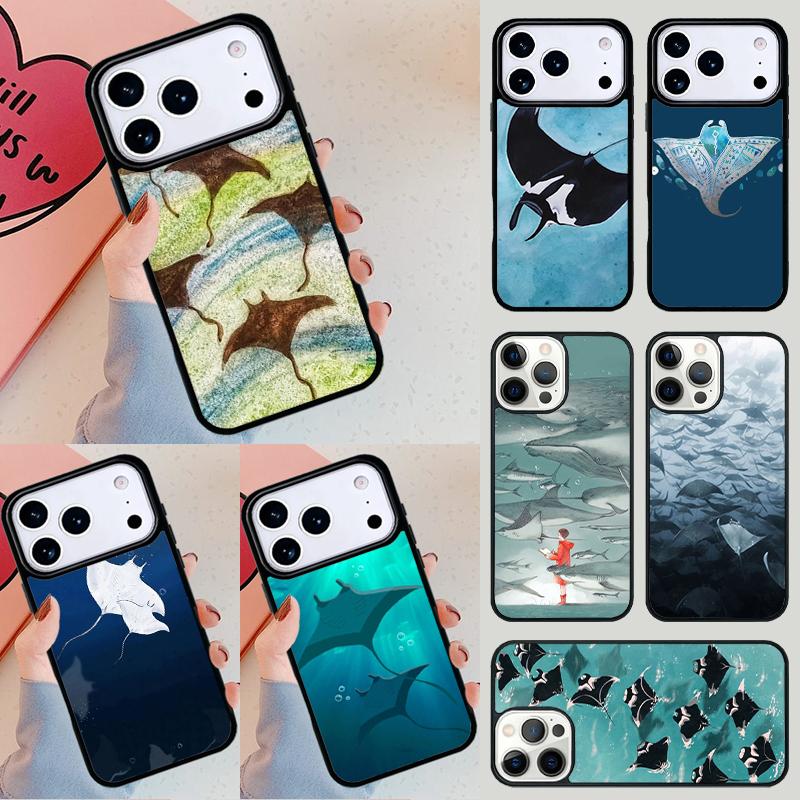 Animal Manta Ray Phone Case For Apple iPhone 17 Air 16E 15 14 Plus 13 12 11 Pro Max Mini Funda Cover