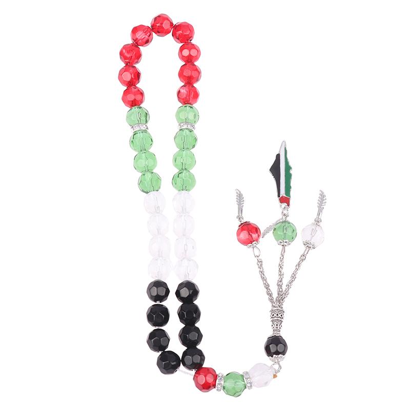 Браслет с изображением флага Палестины и карты страны, мусульманские маленькие бусины, акриловые четки, браслет для поклонения, исламские молитвенные четки на праздник Ид