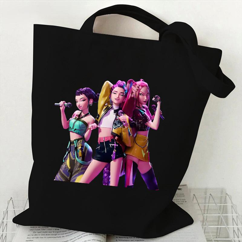 Сумка-тоут из парусины с принтом KPOP Korean Witch Hunter Group, одноплечевая, ручная, для покупок