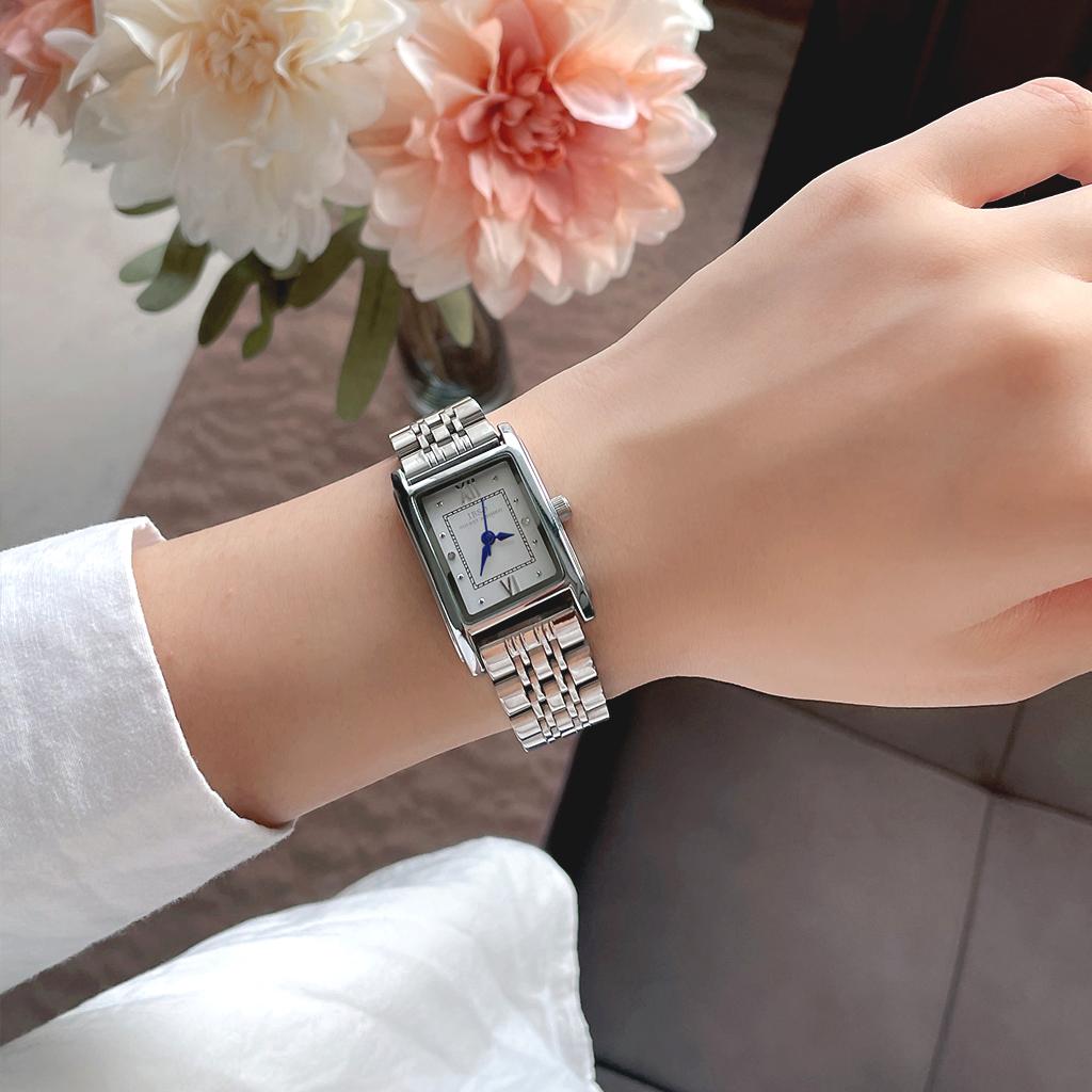 Elegant Small Women Watches Silver Steel Waterproof Luxury Hand Clock Female Gift Original Brand Ladies Rectangular Wristwatches