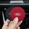VEDB9 2PCS Car Non Slip Water Cup Pad Leather Coasters Mat For Ford ST Racing RS S Mustang Kuga Fiesta Fusion Mondeo Edge Ranger S-Max