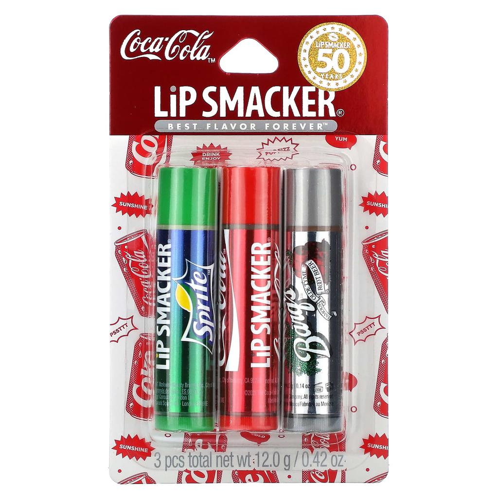 Lip Smacker Coca-Cola, бальзам для губ, тройная упаковка, 3 упаковки, 4 г (0,14 унции) каждый
