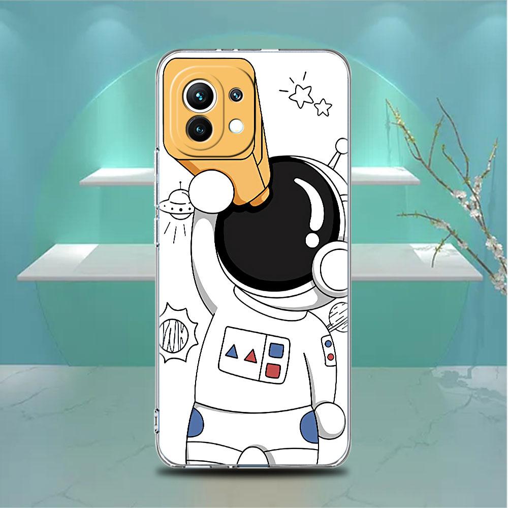 Прозрачный чехол с милым астронавтом для Xiaomi Mi Poco X3 NFC M3 Pro F3 F1 11 Lite 12 Note 10 11T 9T, прозрачный чехол для телефона