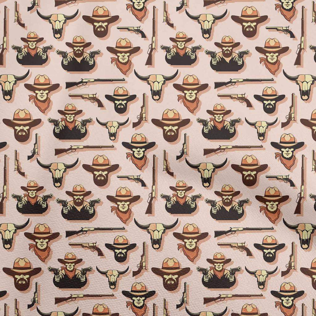 oneOone Cotton Poplin Gray Fabric Cowboy Sewing Material Print Fabric By The Yard 42 Inch