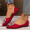2024 New Women's Pointed Toe Flat Shoes Rhinestone Buckle Shallow Women's Slip-on Walking Shoes Office Ladies Casual Shoes