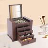 Большая 5-слойная шкатулка для украшений с зеркалом и 4 выдвижными ящиками, мягкая бархатная подкладка, ящик-органайзер для колец