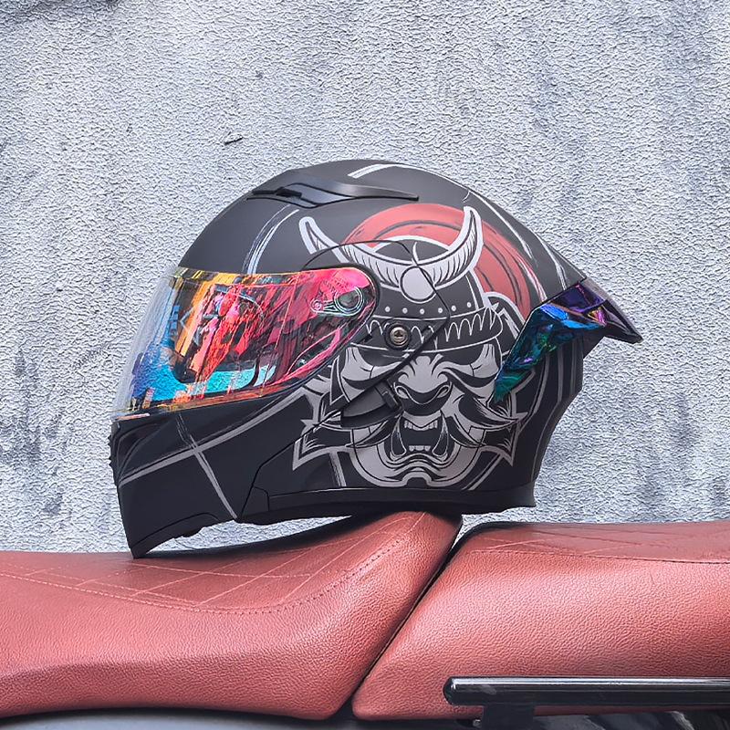 Orz motorcycle helmet peel-off helmet double lens big tail locomotive racing helmet running helmet men and women keep warm in winter