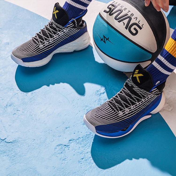 Anta Баскетбольные кроссовки Thompson KT4 Playoffs Mid мужские баскетбольные кроссовки черные синие 11921101-2