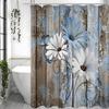 Bathroom Shower Curtain, Blue Brown Floral Farmhouse Shower Curtain for Bathroom, Spring Rustic Botanical Bathroom Shower Curta