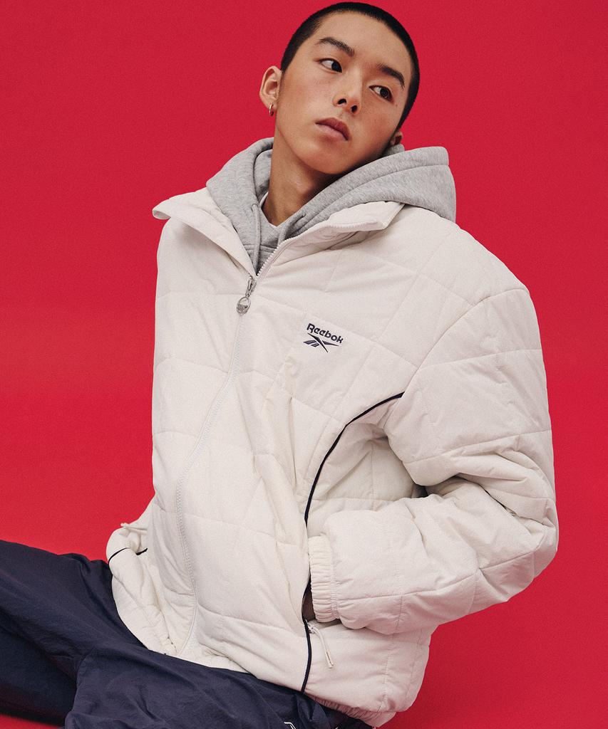 Reebok Square Quilted Padded Jacket - Ivory