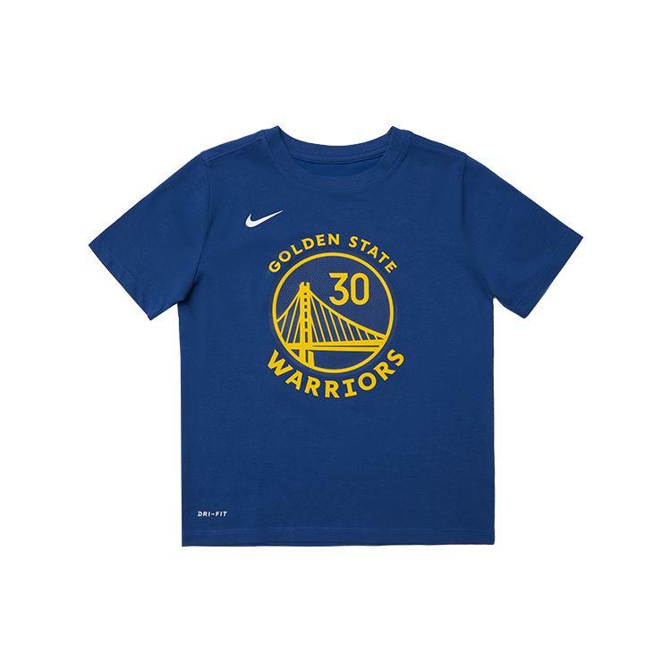Nike Футболка детская Warriors Team Curry Basketball Jersey однотонная с принтом спортивная с коротким рукавом American Vintage Kids tops синяя 3Z2B311F1-WARSC