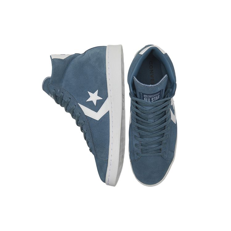 Converse Cons Pro Кожа Синтетическая кожа Нескользящие Износостойкие Высокие Кеды для Скейтбординга Унисекс Синие 169503C