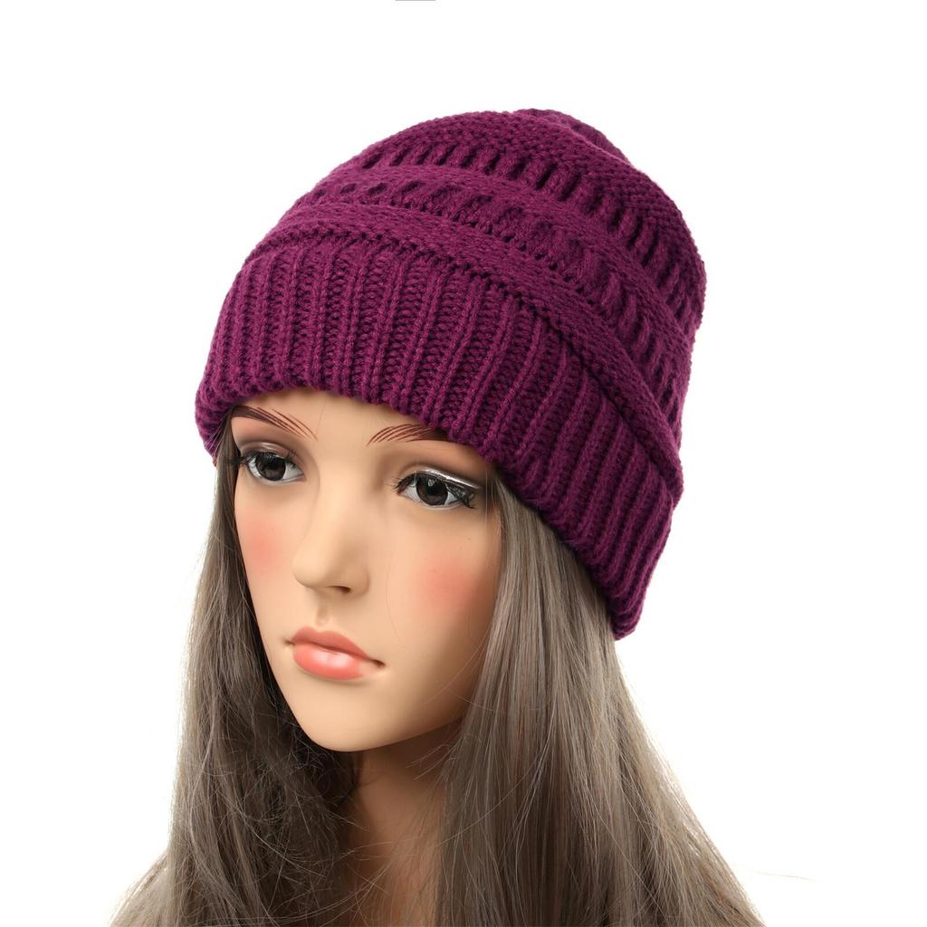 New Autumn And Winter Wool Cap European And American Women's Capped Cap Warm Knitted Cap Simple Solid-Coloured Cap