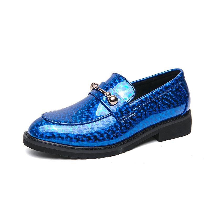 Мужские туфли с золотой крошкой из кожи, заостренный носок - Business Casual в британском стиле