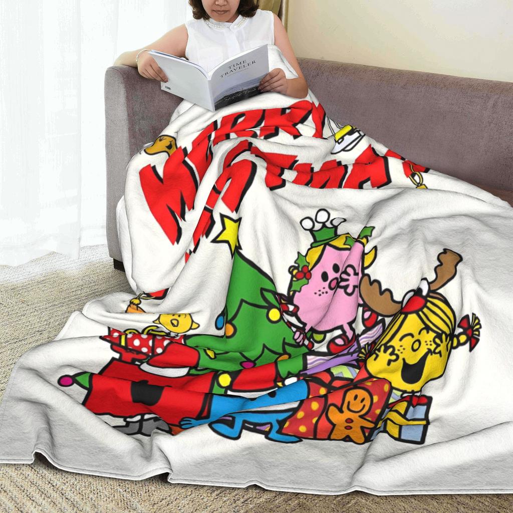 Мультяшное одеяло Mr M-Men Little M-Miss из флиса, С Рождеством, Потрясающее плед-покрывало 125*100см, Кусок ковра, Теплый