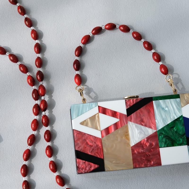 Новая модная женская сумка, аксессуар, съемная однотонная цепочка из бисера, роскошный акриловый ремешок, женская элегантная цепочка на плечо с ручкой