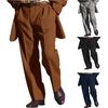 Men's Brown Corduroy Pleated Wide-Leg Dress Pants with Relaxed Fit